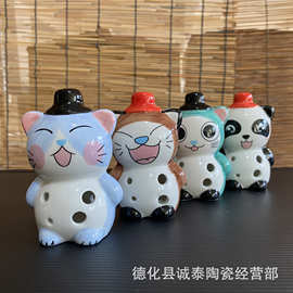 卡通陶笛6孔中音c熊猫工艺品陶笛六孔入门初学乐器送乐谱景区热卖