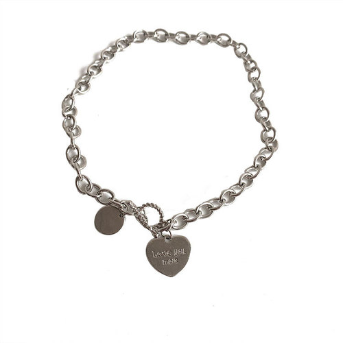 Vintage Hip Hop Love Necklace for Women, Ins Trendy Internet Famous Small Design Simple Elegance Clavicle Chain Short Neck Chain 