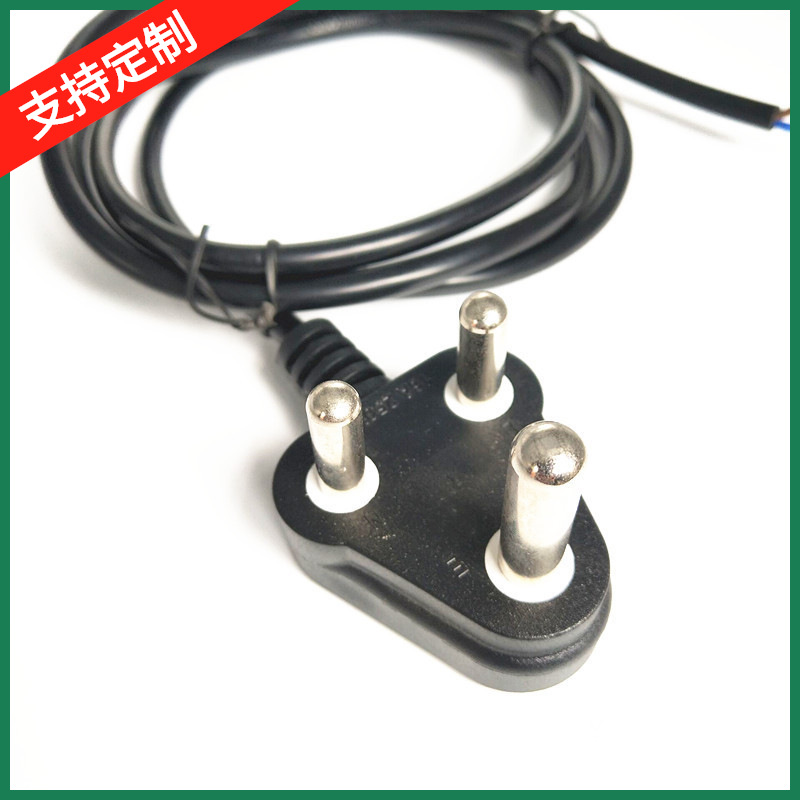 厂家直售小南非两芯三芯插头电源线两芯南非认证南非印度规大南非