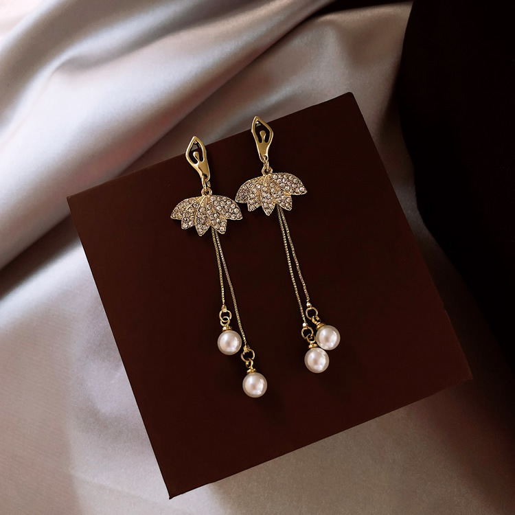 S925 Silver Needle Korean Simple Wild Ballet Girls Long Alloy Earrings display picture 8