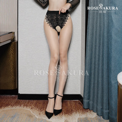 Luo Ying Tie Flower Crotch Seamless Leggings Seductive Sexy Black Stockings Beautiful Legs Crotch Vintage Color Clash 0831