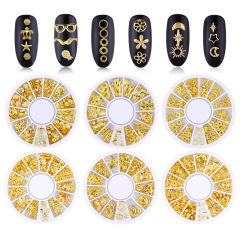 Cross-border star and moon rivets nail art jewelry Japanese style hollow alloy nail decoration rivets wearable nail jewelry