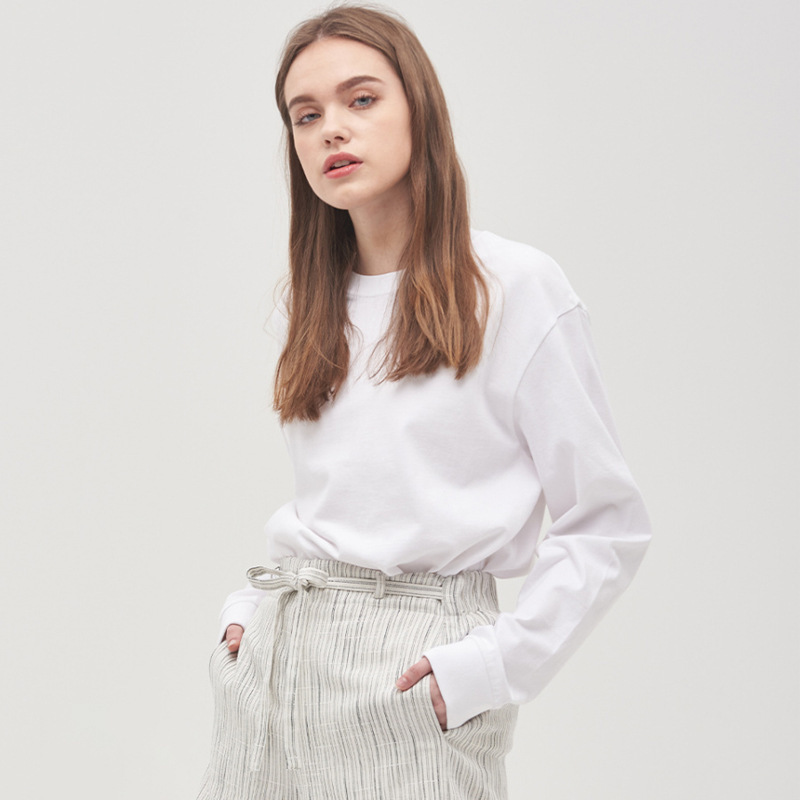 GILDANHA40 Heavy Round Neck Cotton Long Sleeve Thread Cuff T-Shirt Base Shirt Cultural Advertising Shirt Printed logo