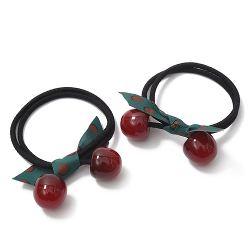 Internet celebrity medium size cherry hair band for women Korean style high elastic hair rope rubber band for women forest girl fresh hair accessories headband