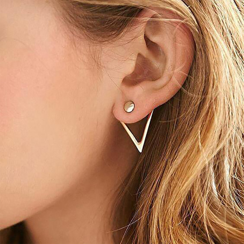 Fashion Creative Women's Geometric Triangle Back Hanging Geometric Earrings Wholesale display picture 3