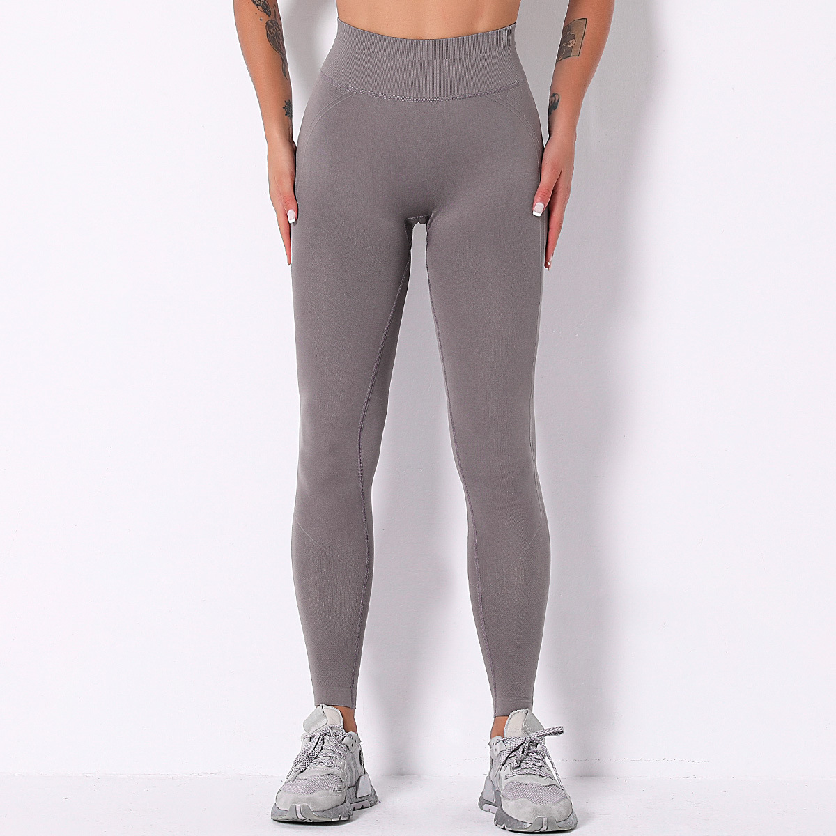 seamless high waist tight-fitting hip-lifting solid color sports pants  NSNS10685