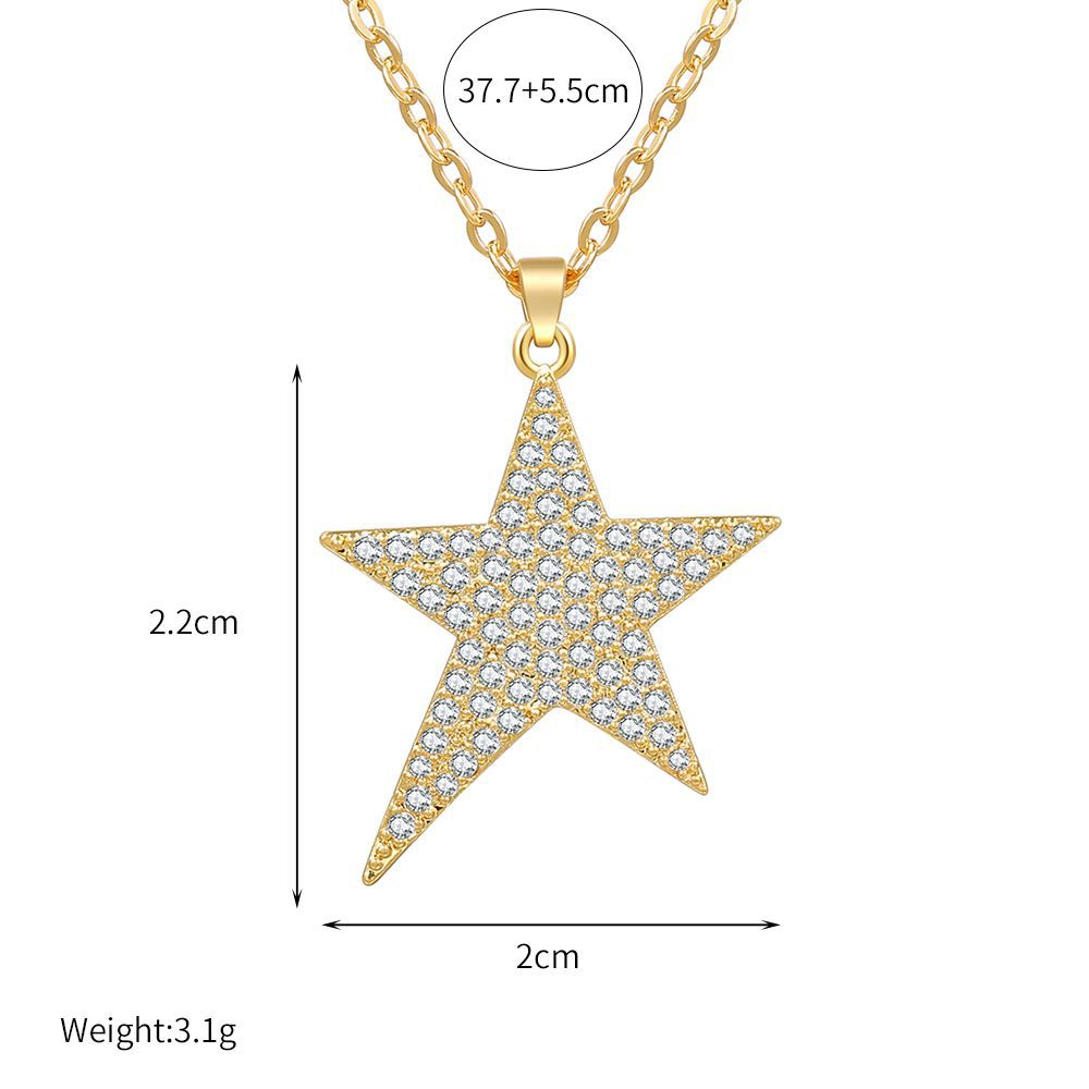 Exclusive For Cross-border Creative Style Five-pointed Star Zircon-laid Necklace European And American Jewelry 925 Silver Electroplated Clavicle Chain display picture 2