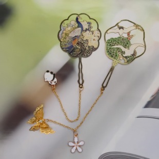 Factory wholesale brass metal bookmark tassel stroke crafts creative business gifts Chinese style stationery 2021