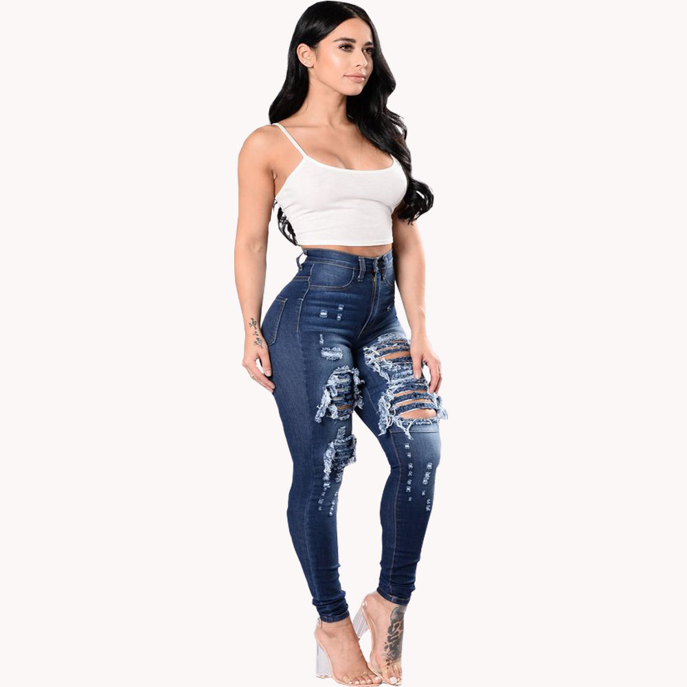 Women's Daily Fashion Gradient Color Full Length Washed Jeans display picture 7