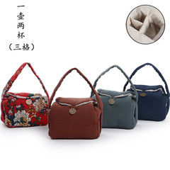 Travel tea set storage bag, one pot, two or two cups storage bag, cotton and linen storage handbag, custom logo