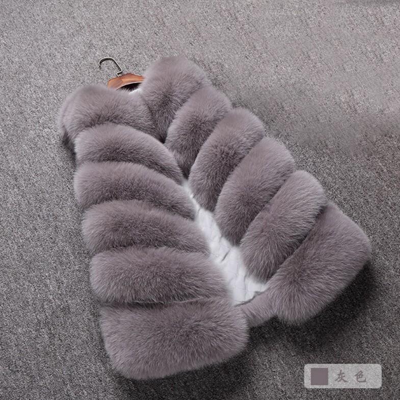 Wholesale imitation fox fur vest coat 6 section stitching imitation fur long artificial fur vest a generation of hair Wholesale imitation fox fur vest coat 6 section stitching imitation fur long artificial fur vest a generation of hair