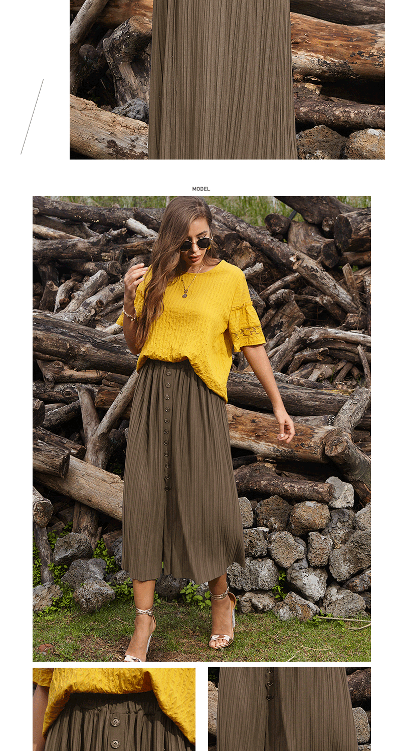 pleated skirt solid color split skirt wholesale clothing vendor Nihaostyles NSDMB69671