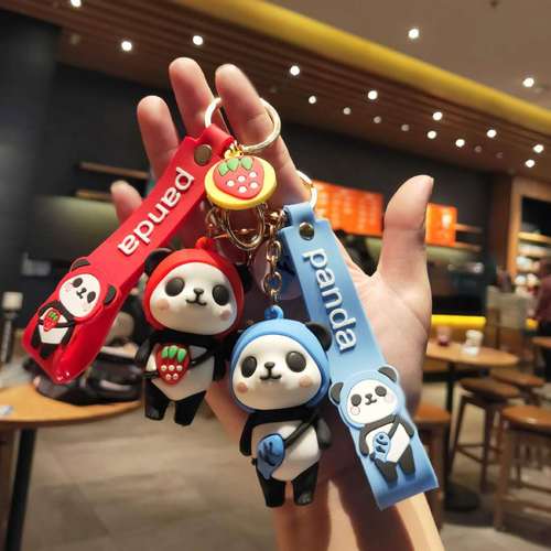 Cartoon Fruit Panda Keychain Personalized Cute Couple Bag Pendant Small Gift Car Keychain