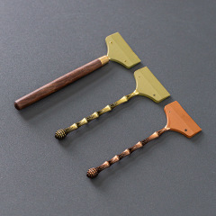 功夫茶具配件 黑檀木茶刮器茶盤掃刷茶渣刮水刷橡膠茶水清潔刷子