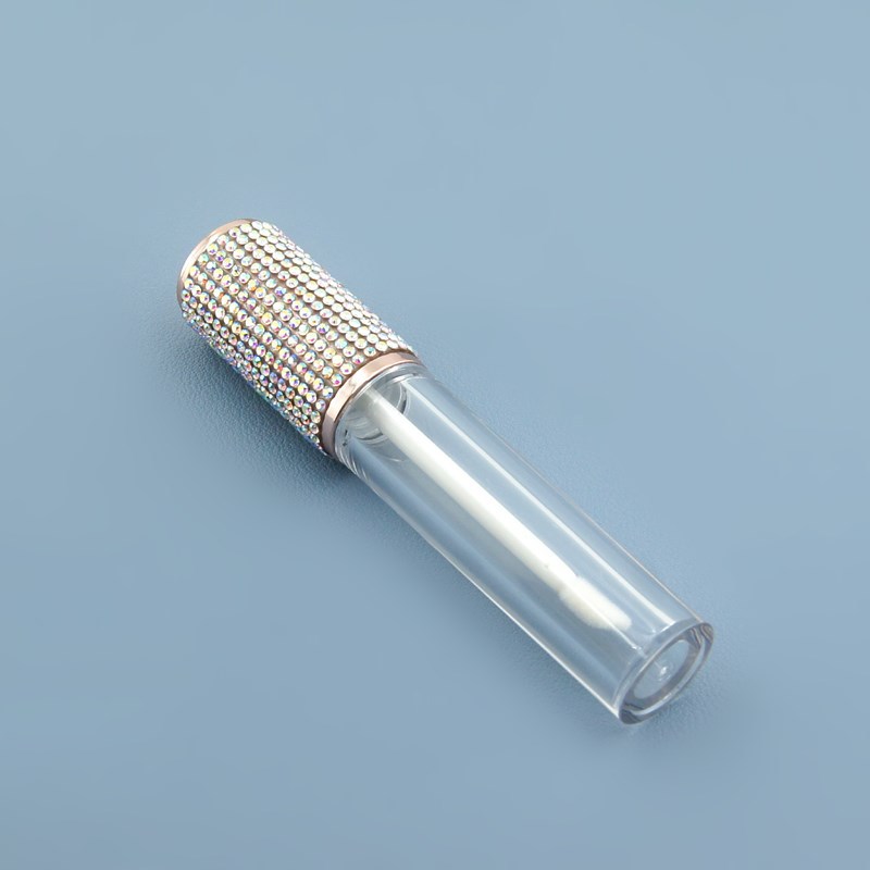 Multi-Color rhinestone redondo botella transparente tubo de brillo de labios tubo de esmalte de labios tubo de lápiz labial tubo vacío fabricante de logotipo imprimible en stock