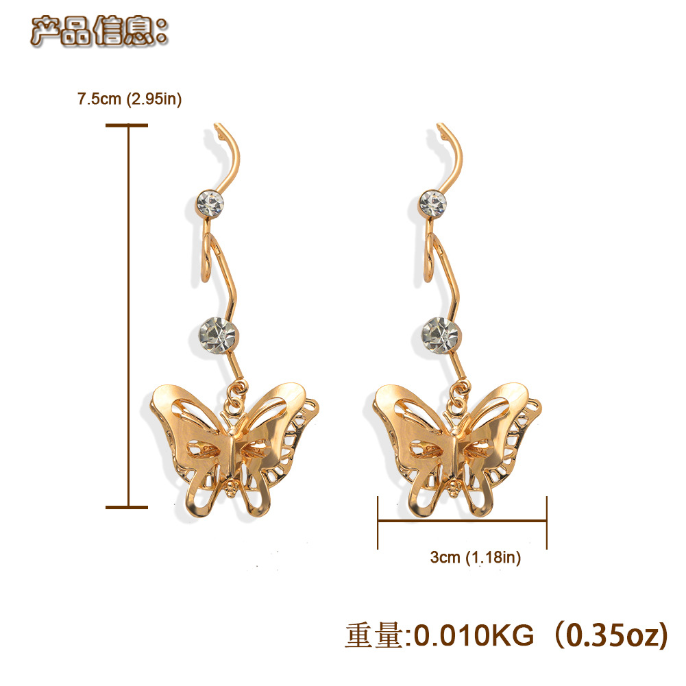 Hollow Butterfly Multi-layer Exaggerated Long Section Simple Earrings Fashion Three-dimensional Wholesale Nihaojewelry display picture 1