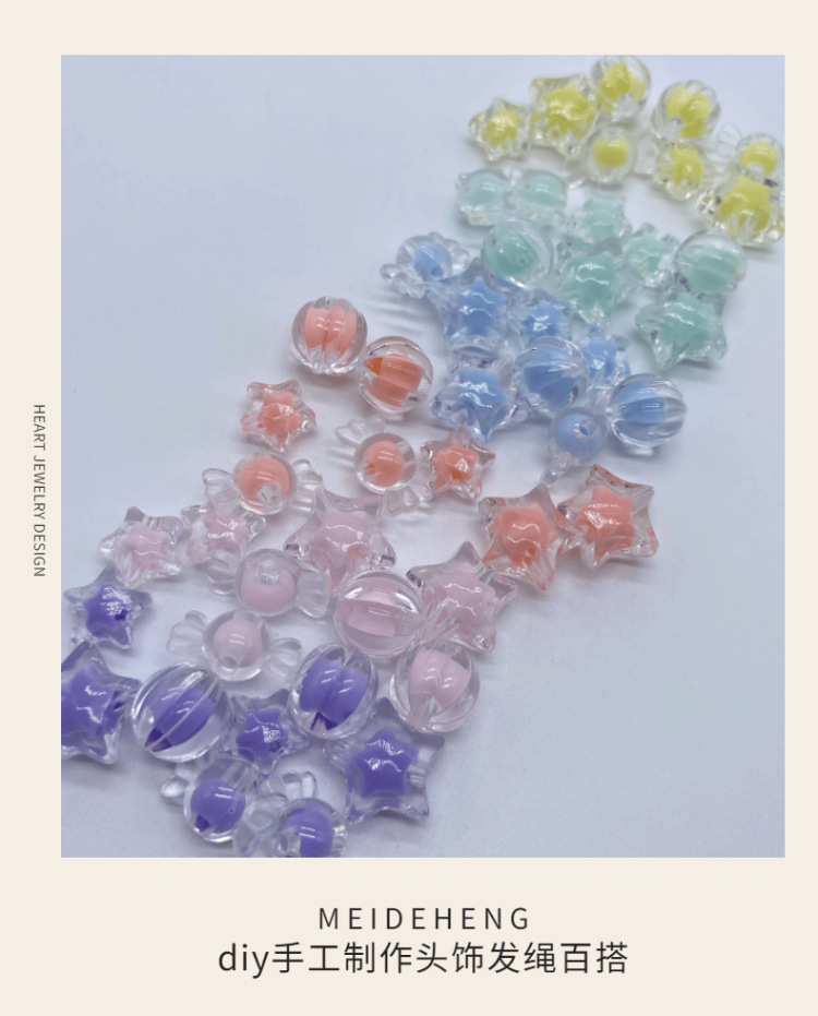 Factory direct sales of acrylic versatile T-shaped transparent pearl beads, diy five-pointed star pumpkin beads to make children's headbands detail image 6