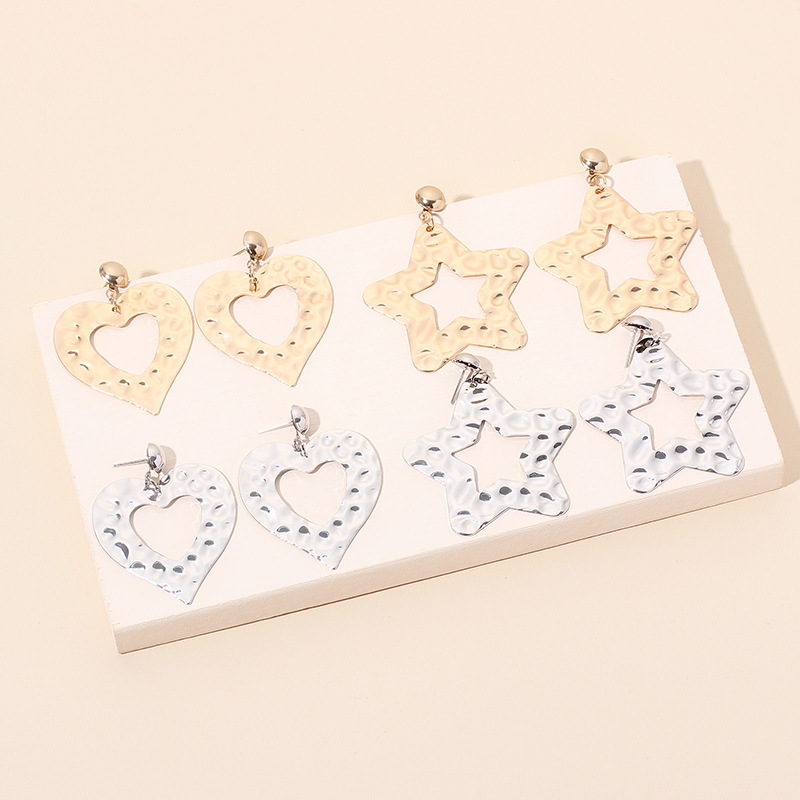 9g Weight Earrings Classification Wedding, Travel, Birthday, Festival Occasion Women'S Gender Gold, Silver Color Simple Love Star Retro Earrings Wholesale Nihaojewerly 9