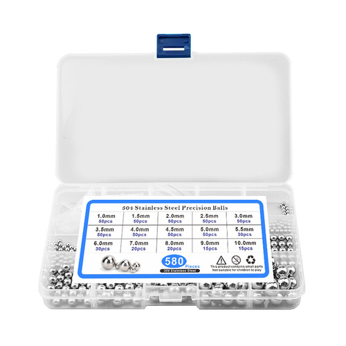 Cross-border foreign trade 510pcs 580pcs stainless steel 304 steel balls 1.0-10.0 combination box set steel balls