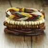 Retro bracelet, woven leather set, European style