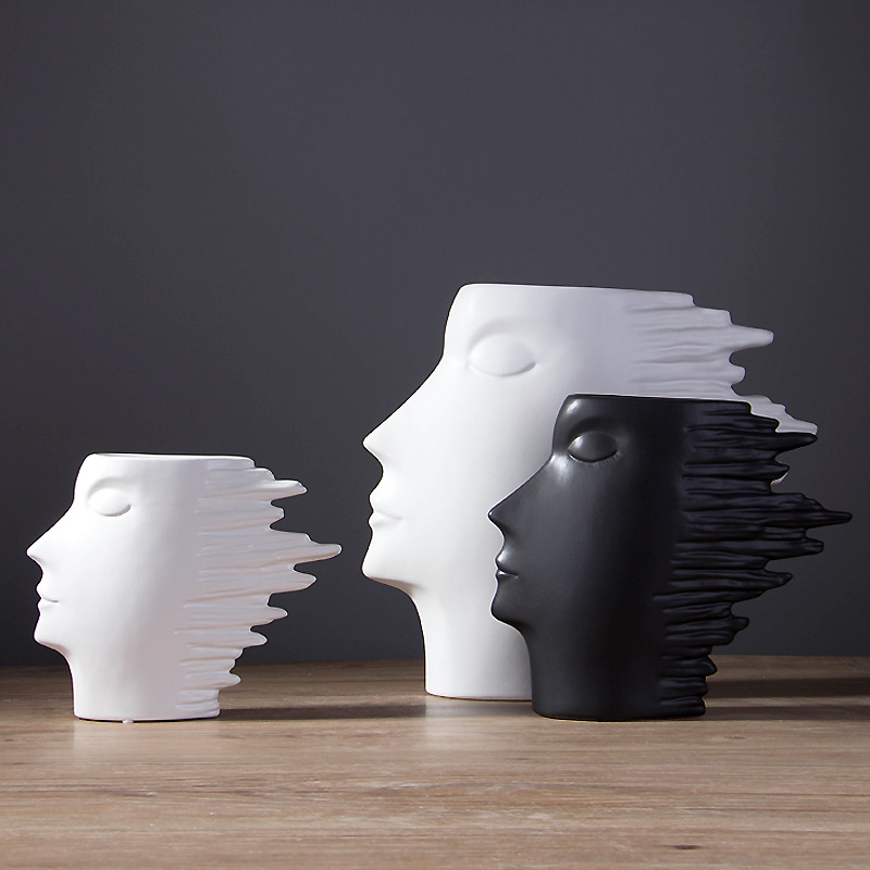 Nórdico minimalista accesorios para el hogar blanco y negro mate estadounidenses avatar decoración de la sala de estar artesanía creativa decoración suave