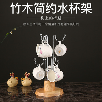 B008馬克杯架套裝帶托盤瀝水架啤酒杯置物架放玻璃杯架子