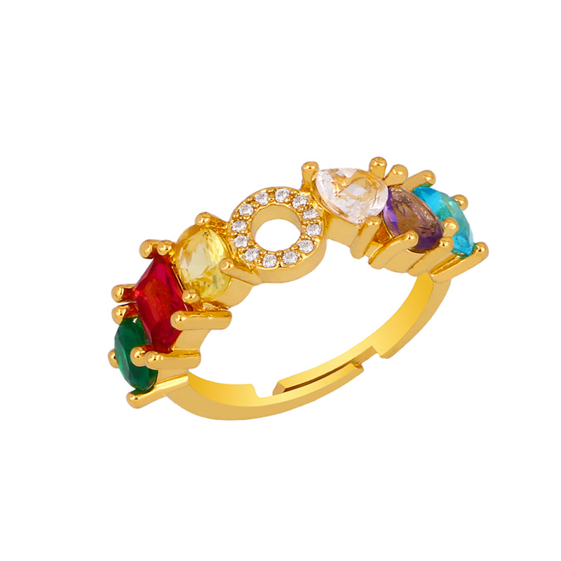 12g Weight 18K Gold Plated Plating Material Artificial Gemstones Inlay Material Birthday Occasion Copper Material Letter Pattern Women'S Gender Plating Design Fashion Style Fashion Letter Copper 18k Gold Plated Artificial Gemstones In Bulk 16