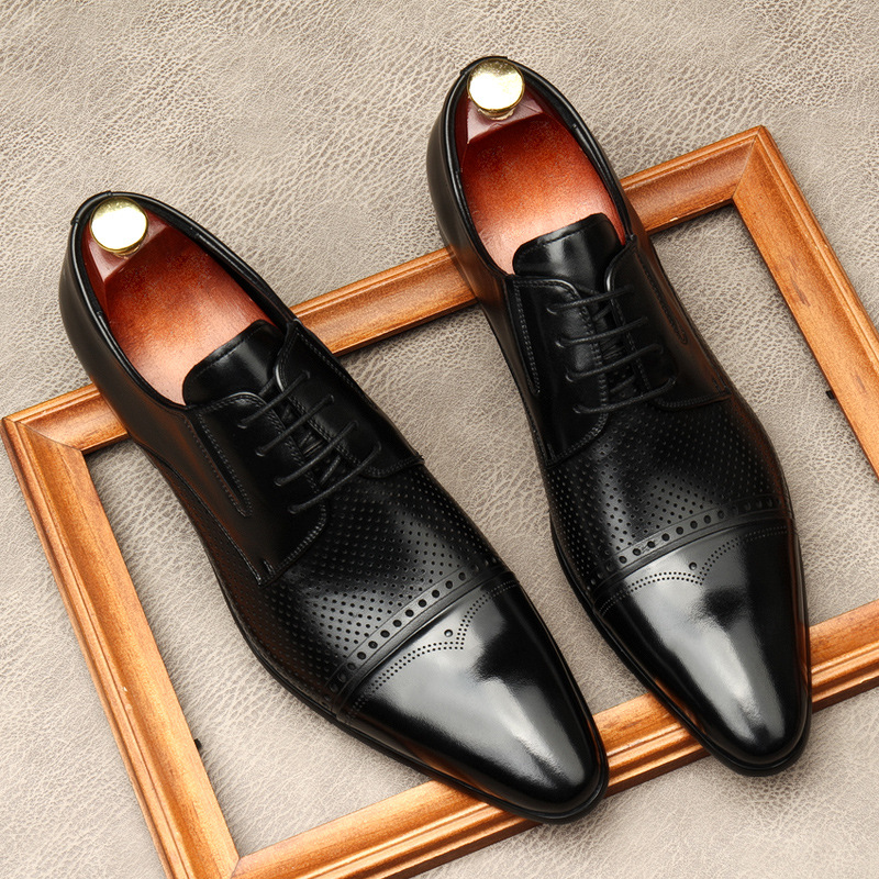 Mens Real Leather Pointy Toe Shoes Dress Formal Lace Up British Work  Wedding | eBay