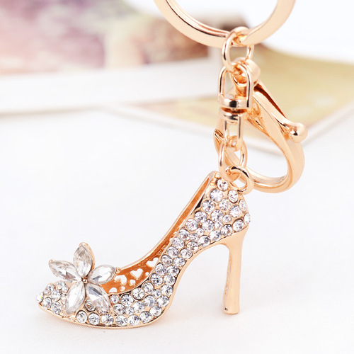 European and American hot selling fashion diamond-encrusted high heels car keychains girls bag pendants motorcycle exquisite pendants