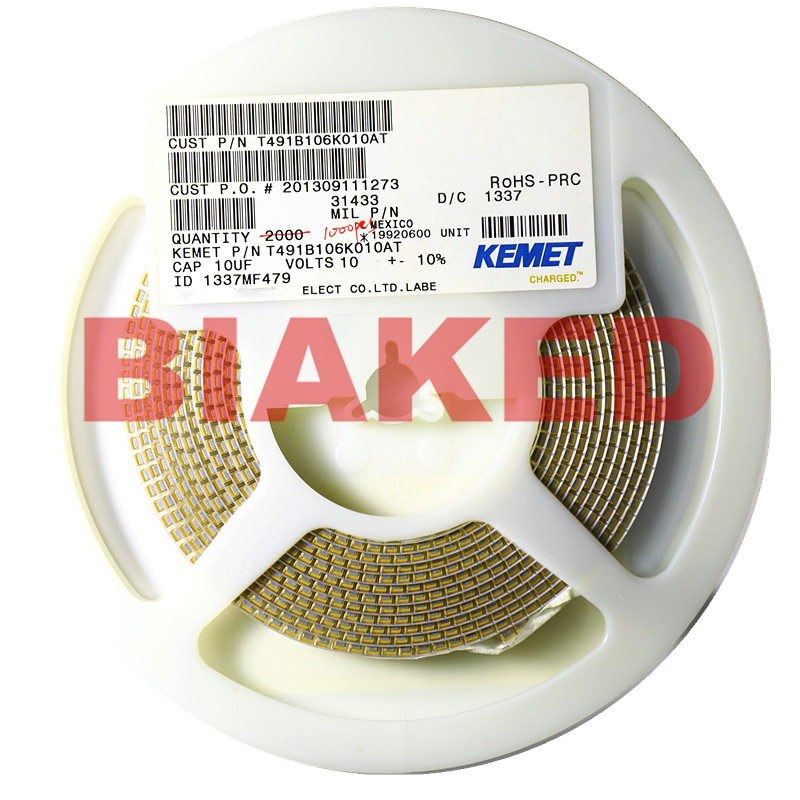 钽电容B型 T491B106K010AT 10UF 10% 10V 1411 3528体积