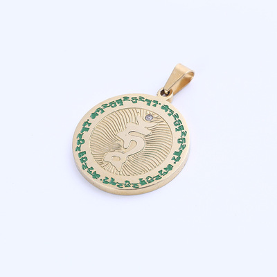 直銷複古綠度母吊墜男女通用簡約首飾吊墜配飾304鋼平面項飾吊墜
