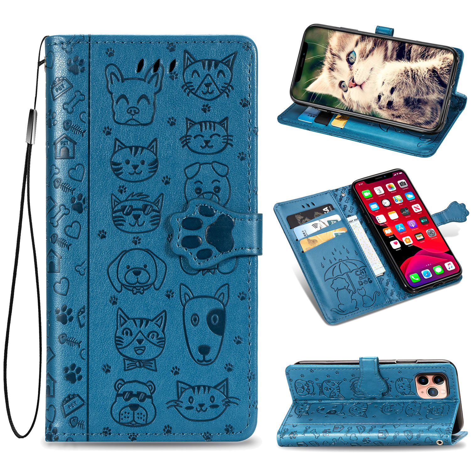 Embossed Leather Phone Case Wallet Card Holder For Iphone_voghion.com