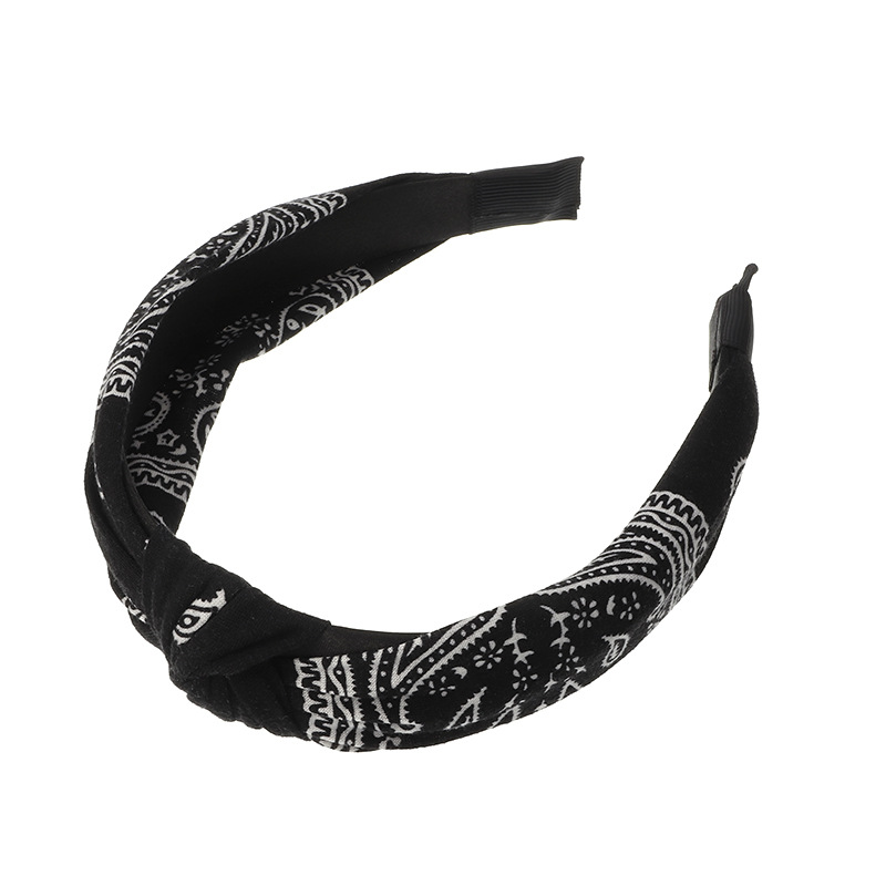 Fashion New Retro Baroque Cashew Flower Headband Ethnic Fabric Cross Headband display picture 10