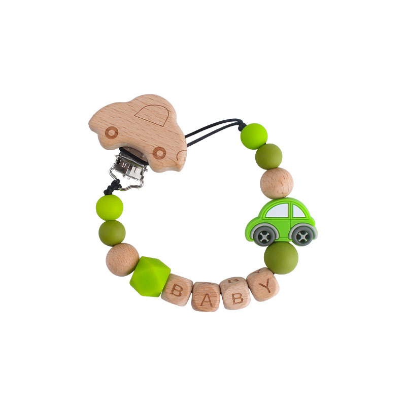 Nueva haya coche chupete clip DIY creativo de dibujos animados de silicona coche bebé nombre chupete cadena