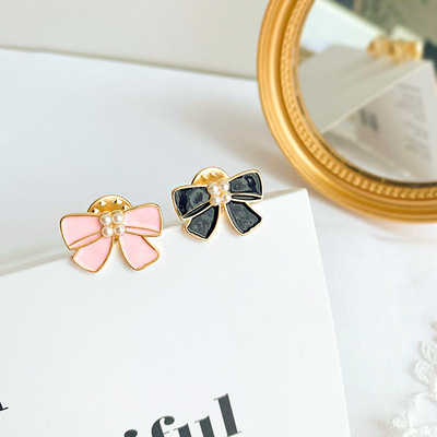 擺攤批發韓版簡約甜美蝴蝶結珍珠胸針配飾氣質胸章飾品女首飾084