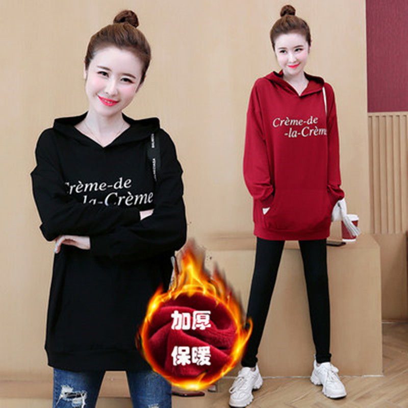 加厚大码女装200斤卫衣女韩版潮秋冬季宽松带帽外套胖妹妹上衣|ru