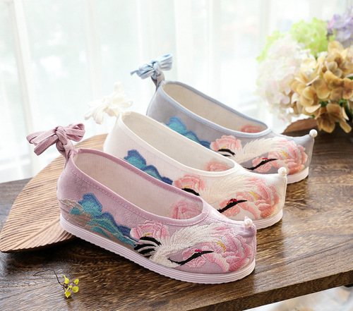 Chinese fairy hanfu shoes for women girls antique collocation increased female shoes hanfu princess embroidered shoes  stage performance  cloth shoes