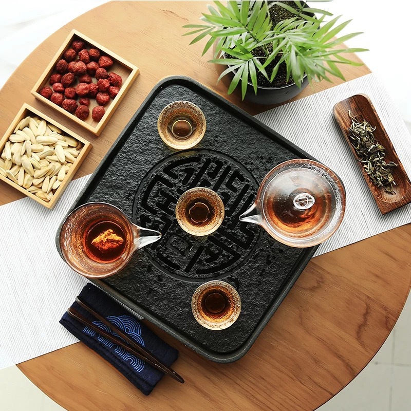 Estilo japonés hecho a mano patrón de martillo de vidrio pequeña taza de té engrosada resistente al calor taza de té transparente Master Cup Kung Fu taza individual
