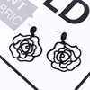 Retro black fashionable universal earrings, European style, wide color palette, flowered, simple and elegant design