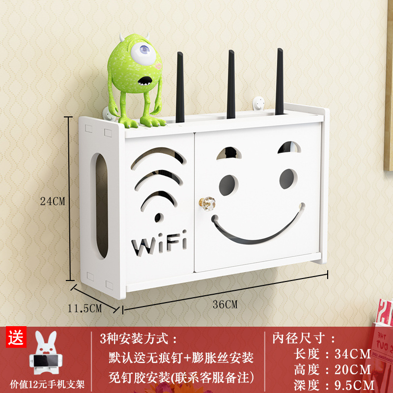 Router inalámbrico WiFi rack de almacenamiento multimedia caja de bloqueo de alambre Set-Top Box montado en la pared sin perforar