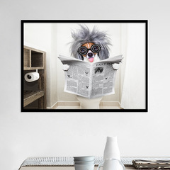 Dog Reading Newspaper Canvas Painting Home Decor Art Framed Print Core Direct Supply