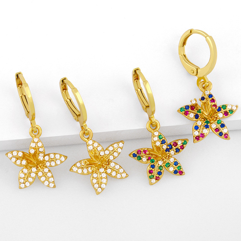 Diamond-studded Flower Earrings display picture 3