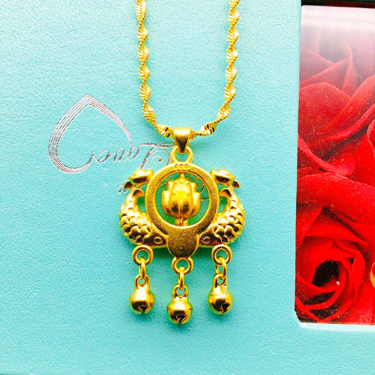 Sand gold gold boutique brass plating rotating lotus Pisces pendant…
