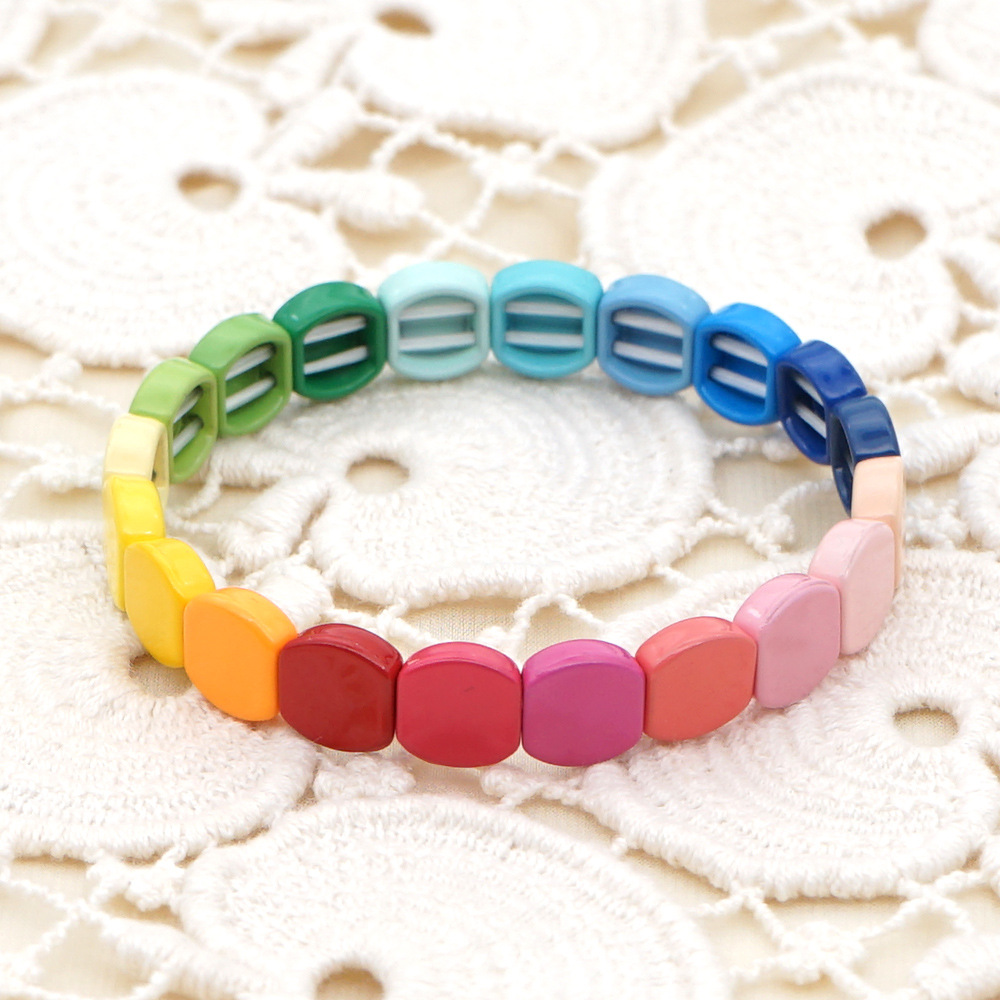 Fashion Couple Rainbow Enamel Alloy Bracelet display picture 3