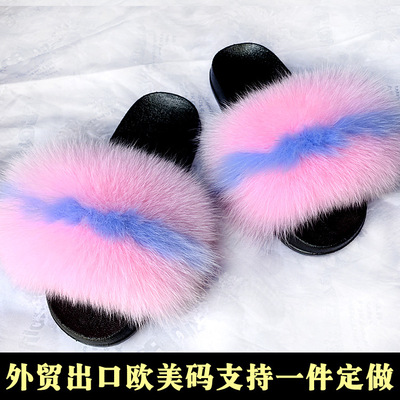 new pattern Europe and America Foreign trade Parenting Fox slipper children slipper summer genuine leather Maomao one word Tow sandals