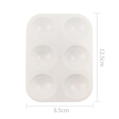 6-hole plastic rectangular art painting palette white thickened children's simple color painting tools wholesale