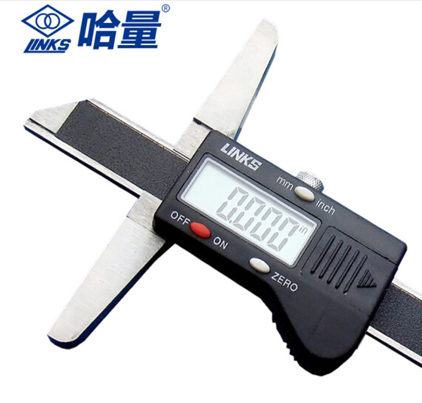 正品哈量电子数显深度游标卡尺LINKS不锈钢数显深度尺200/300/500