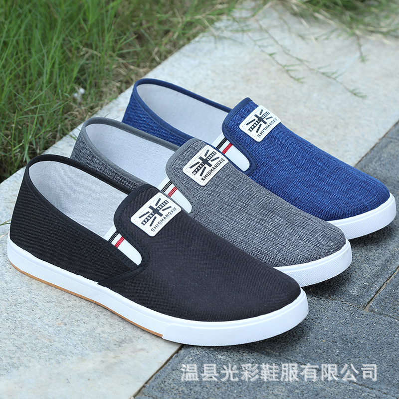 Casual fashion shoes men's canvas peas shoes low to help light flat work shoes old Beijing cloth shoes foreign trade tide shoes