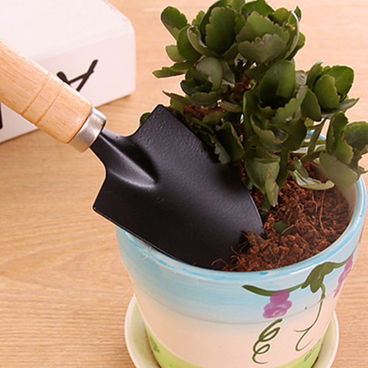 Gardening Tool Set of 3 - Mini Garden Tools (Small Shovel/ rake/ Spade) for Plant Pot Transplanting and Flower Planting