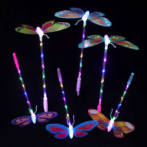 New butterfly flash fairy wand children's luminous toy street stall drainage wave ball star sky ball magic wand